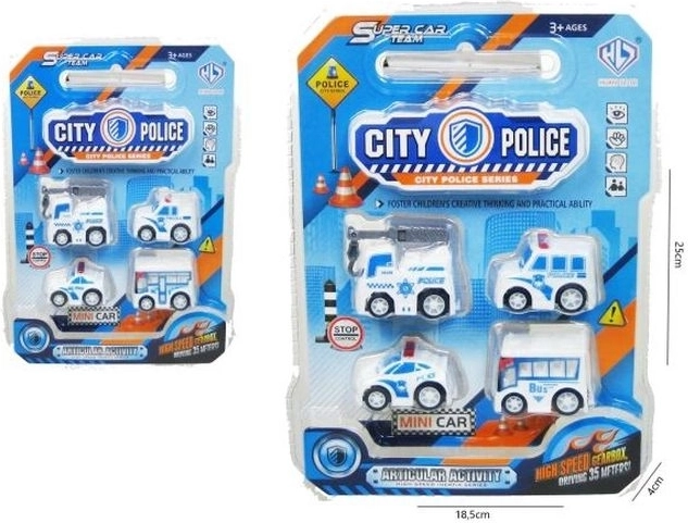 Sada policejních autíček 5 cm (4 ks)