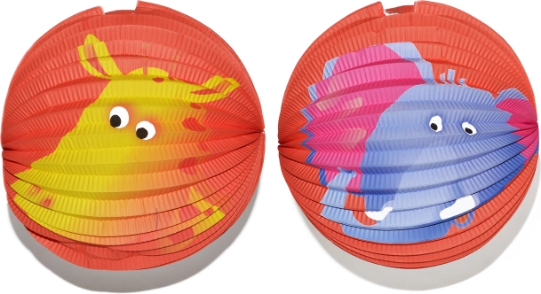 Papírový lampion koule se zvířecím vzorem 25 cm