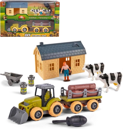 Farmářský montážní set – šroubovací traktor s vlečkou a doplňky