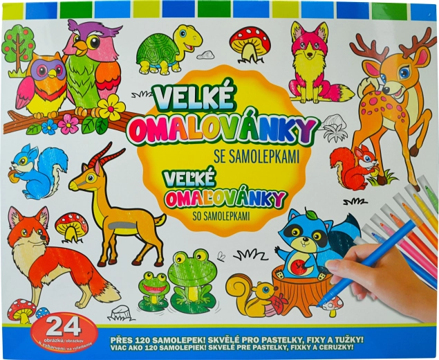 Velké omalovánky se samolepkami – zvířata z lesa