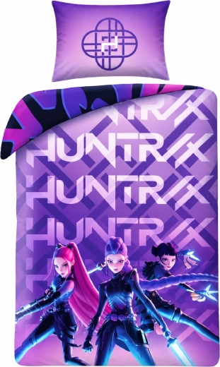 Oboustranné povlečení K-Pop Demon Hunters Huntrix a Saja Boys fialové