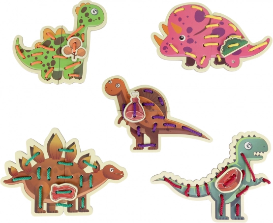 Dřevěná provlékačka dinosauři