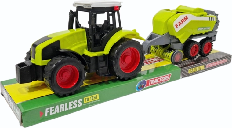 Traktor s farmářským strojem a přívěsem – plastová sada pro děti