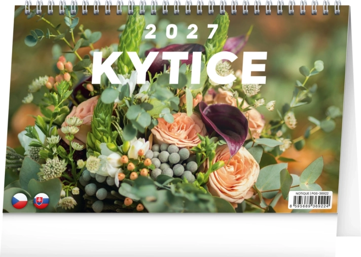 Notique stolní kalendář kytice cz/sk 2027 (23,1 × 14,5 cm)