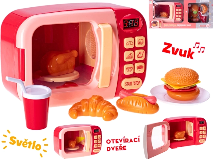 Dětská mikrovlnná trouba na baterie – červená