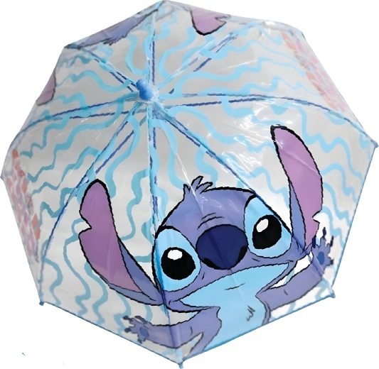 Transparentní dětský deštník Lilo & Stitch světle modrý