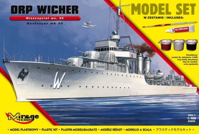 Model lodi ORP WICHER wz.35 – polský torpédoborec z 2. světové války 1:400 stavebnice