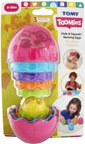 TOMY Toomies matryošková vejce Hide and Squeak růžová