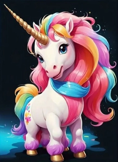 Diamantové malování – mládě jednorožce 30 × 40 cm