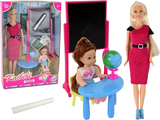 Herní sada učitelka s žačkou a školními doplňky