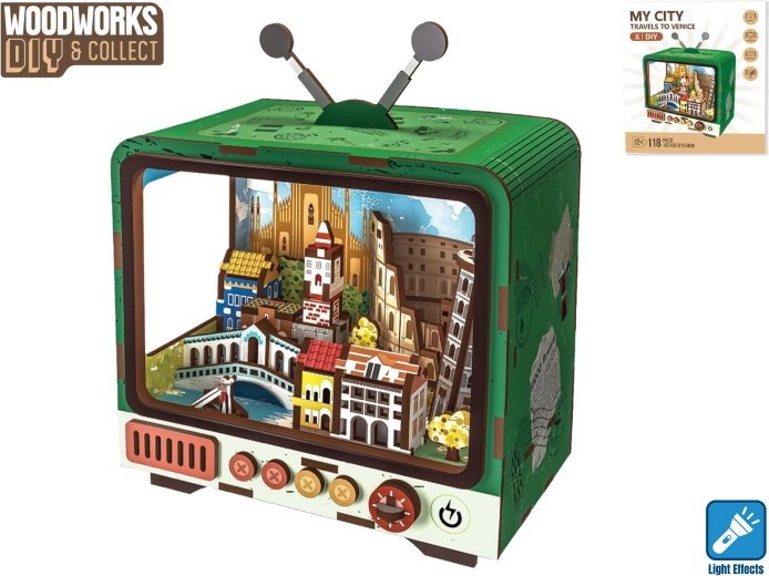 Dřevěná stavebnice Woodworks Benátky se světlem
