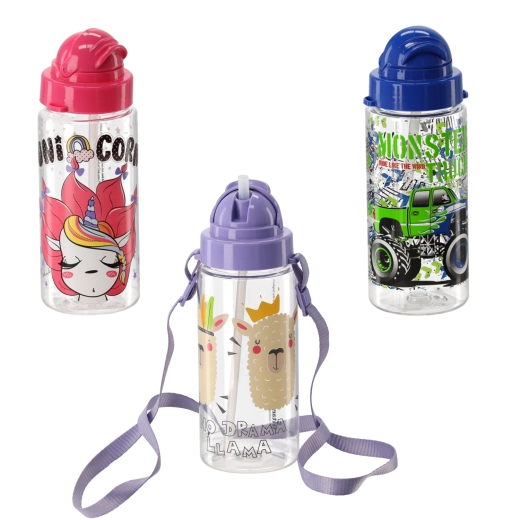 Dětská plastová láhev na pití se slámkou 500 ml