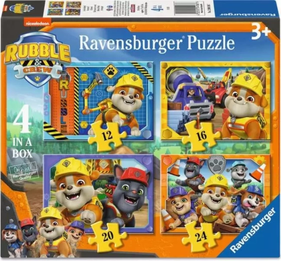 Ravensburger puzzle Tlapková patrola – Rubble a jeho parta 4 v 1 (12–24 dílků)