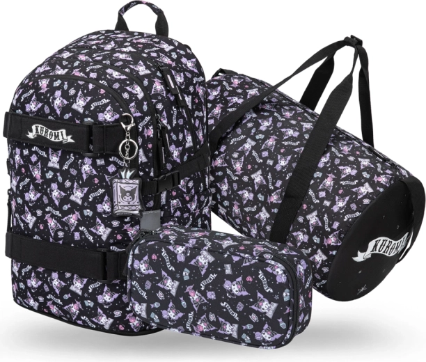 Set Baagl skate Kuromi black – batoh, penál a skládací sportovní taška