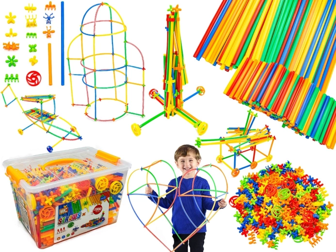 Konstrukční brčka 3D stavebnice 1000 dílů v kufříku