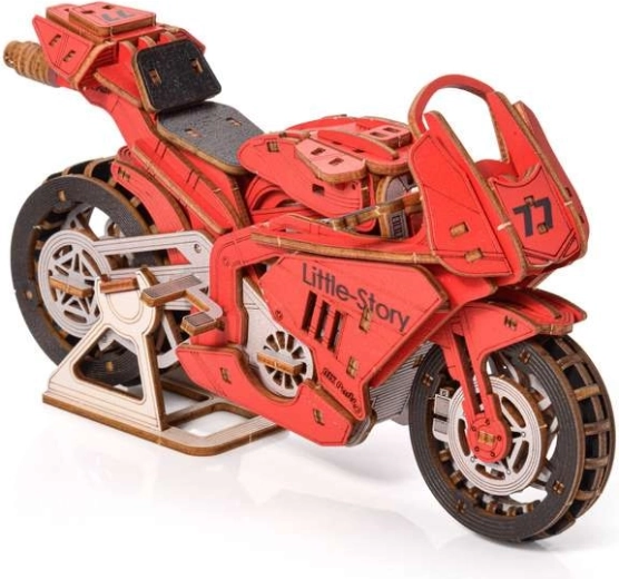 Little Story 3D dřevěná skládačka Grand Prix červený motocykl