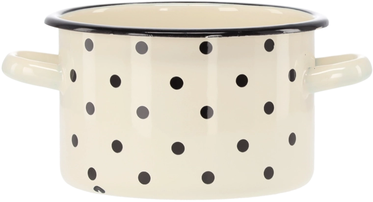 Emaliovaný hrnec 2 l, 16 cm, bílý s puntíky