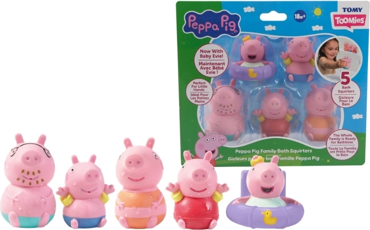 TOMY Peppa Pig stříkací hračky do koupele, 5 ks