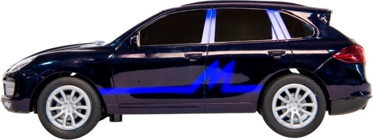 Rychlé dálkově ovládané auto s tmavými okny a modrou grafikou - 1 kus