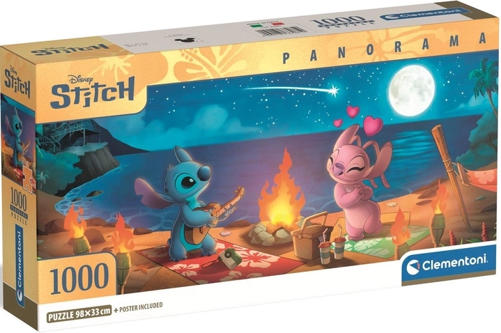 Panoramatické puzzle Lilo & Stitch – noční táborák 1000 dílků