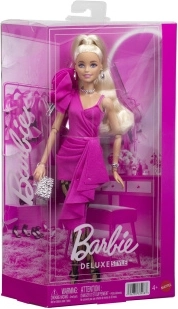 Barbie Deluxe Style modelka v růžových šatech s volánem