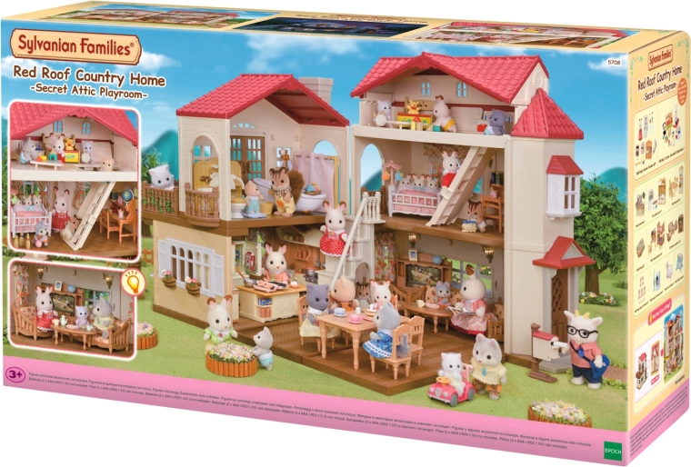 Sylvanian Families patrový dům s červenou střechou a světly