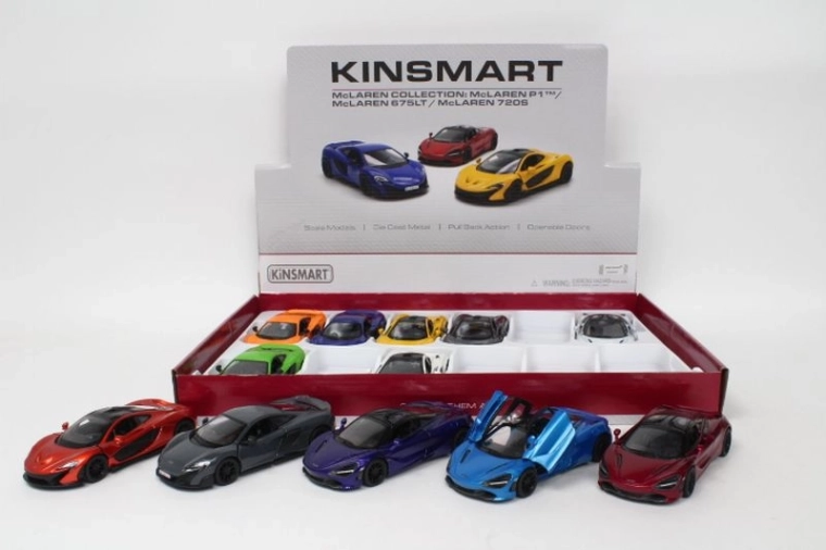 McLaren – kovový model auta 13 cm s otevíracími dveřmi a zpětným natahováním