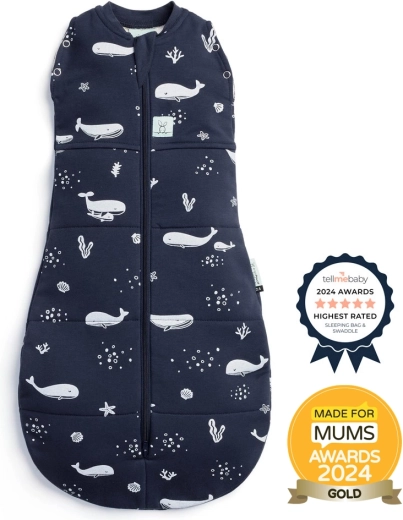 Ergopouch zavinovačka a spací vak 2v1 Cocoon Whale 0–3 měsíce, 3–6 kg, 2,5 TOG