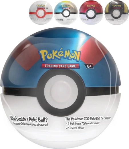 Pokémon TCG plechovka Poké Ball Tin 2024 reprint (3 boostery + samolepky) - 1 kus