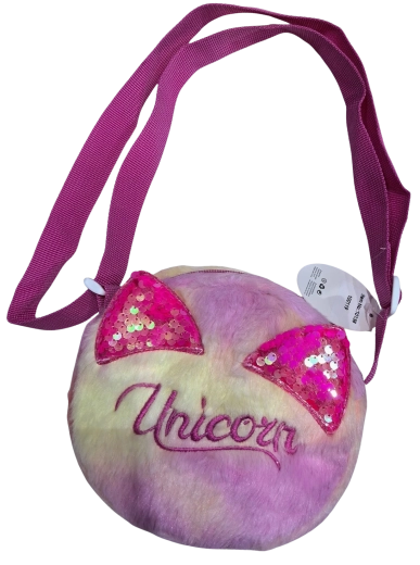 Kulatá dětská kabelka Unicorn s flitrovými oušky