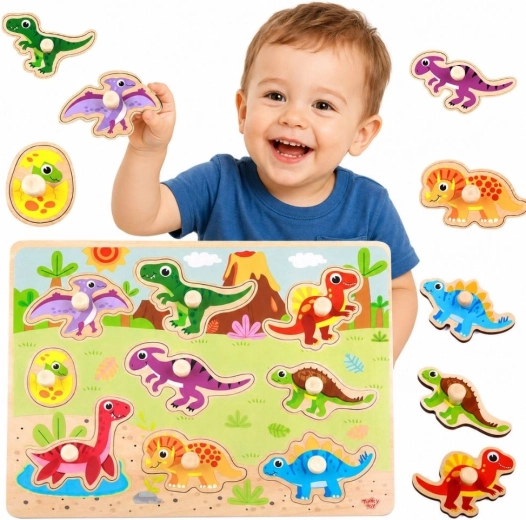 Dřevěné montessori vkládací puzzle dinosauři Tooky Toy