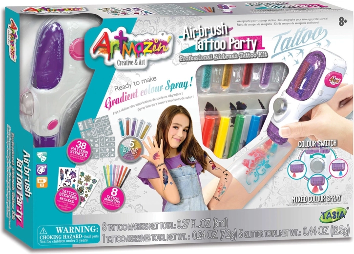 Tasia airbrush tetovací studio s příslušenstvím a 38 šablonami