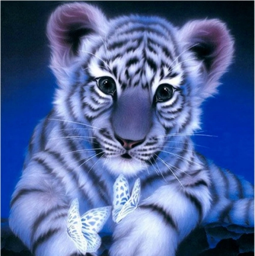 Diamantové malování – sněžný tygřík 30 × 30 cm