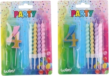 Párty svíčka číslo 4 s 4 svíčkami