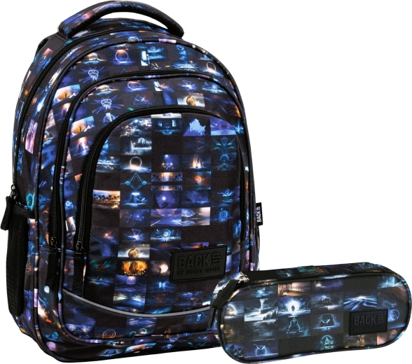 Školní set BackUP Cosmic cat 2v1 (batoh a penál)