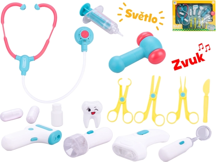 Doktorský set se světelnými a zvukovými efekty na baterie