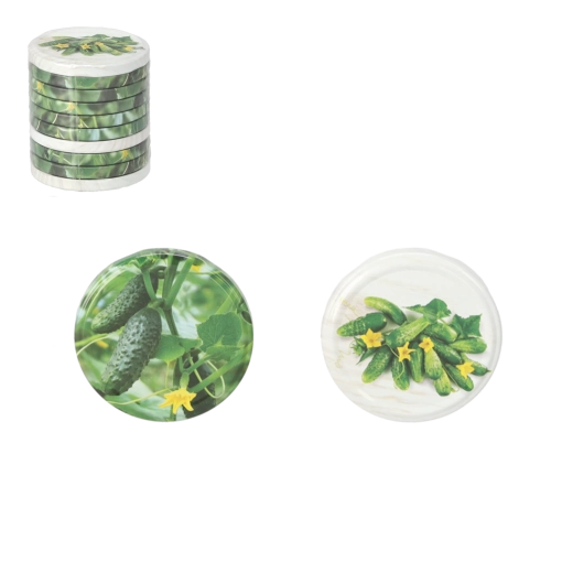 Sada zavařovacích víček 82 mm s motivem okurek, 10 ks