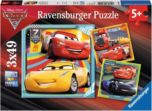 Ravensburger puzzle Auta 3 na závodech 3×49 dílků
