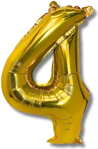 Fóliový balónek číslo 4, 40 cm, zlatý