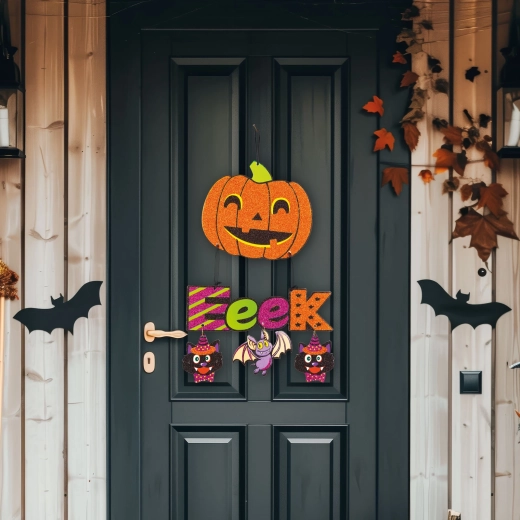 Závěsná halloweenská dekorace dýně 45 × 23 cm