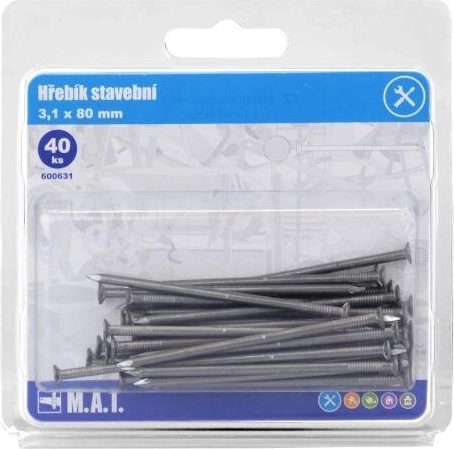 Stavební hřebíky 80 × 3,1 mm, 40 ks