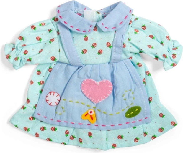 Bigjigs Toys modré šaty s jahůdkami pro panenku 28 cm