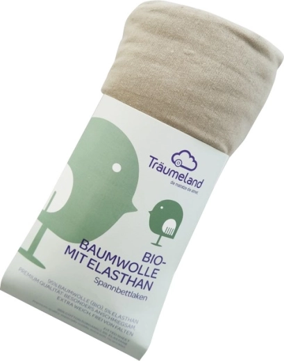 Träumeland prostěradlo z bio bavlny s elastanem do kočárku 35 × 78 cm taupe