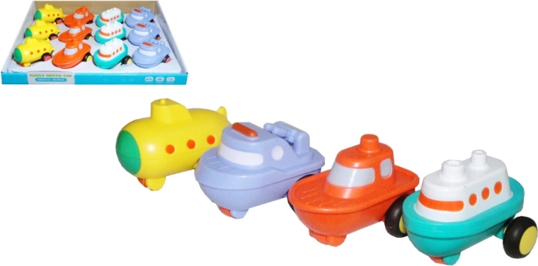 Barevná plastová loďka pro děti s třecím pohonem