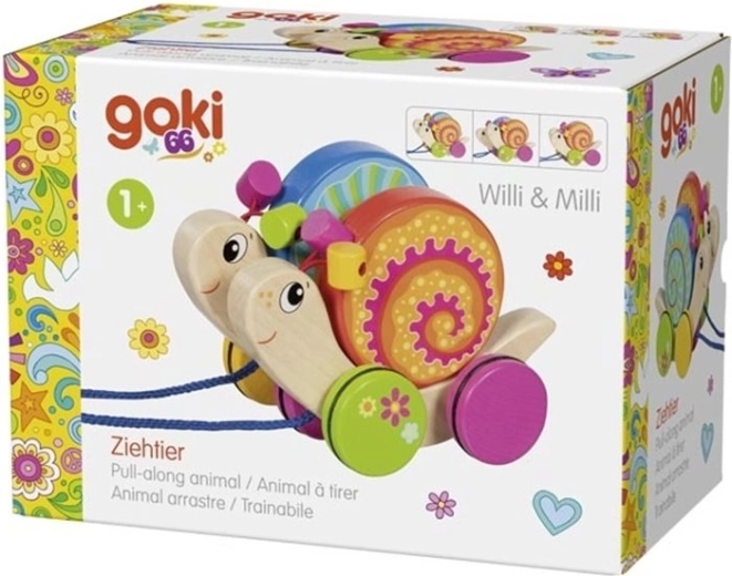 Goki dřevěná tahací hračka šneci Willi a Milli