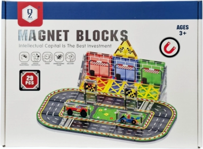 Magnetické stavební kostky – závodní dráha - 1 kus