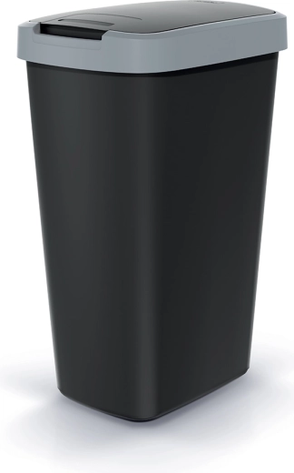 Odpadkový koš Compacta Q Flap 45 l, černý se světle šedým víkem