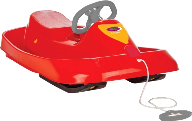Dětský bob Snow Play Ralley 100 cm červený s volantem a brzdou