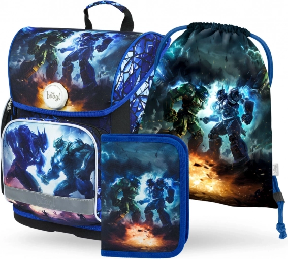 Baagl školní set Ergo Roboti – aktovka, penál a sáček