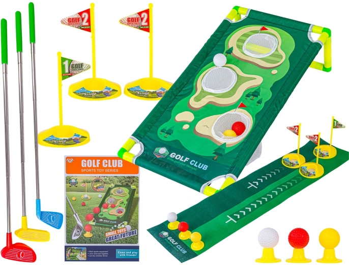 Mini golf dětská hra s podložkou, holemi a příslušenstvím